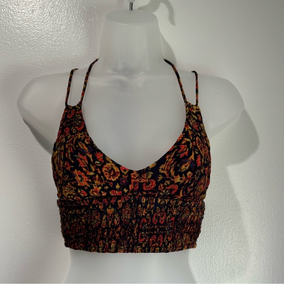 Forever 21 Bohemian Style Floral Smocked Crop Top (Size S) - Picture 2 of 5